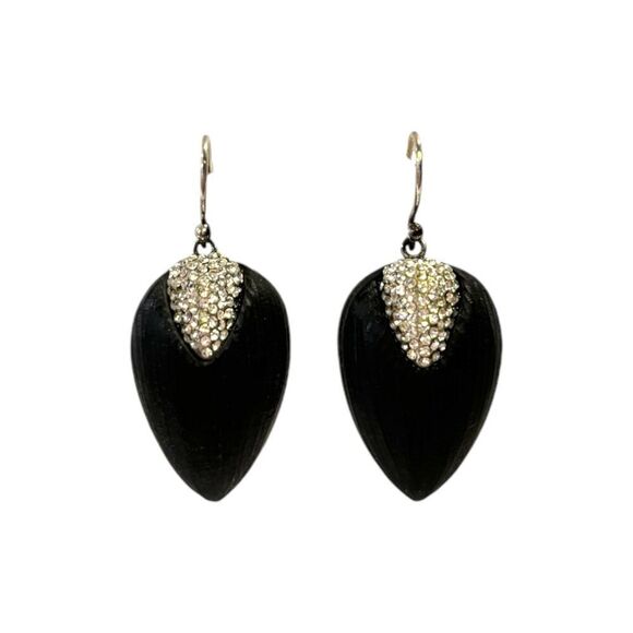 ALEXIS BITTAR Crystal Encrusted Black Lucite Earrings - Picture 1 of 6